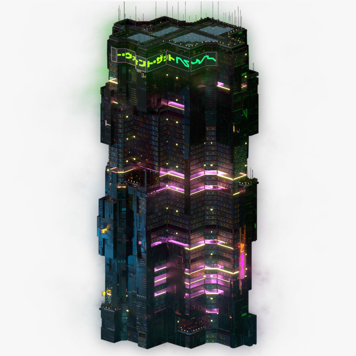Sci-Fi Cyberpunk Futuristic City Skyscraper Building  11 3D model_5
