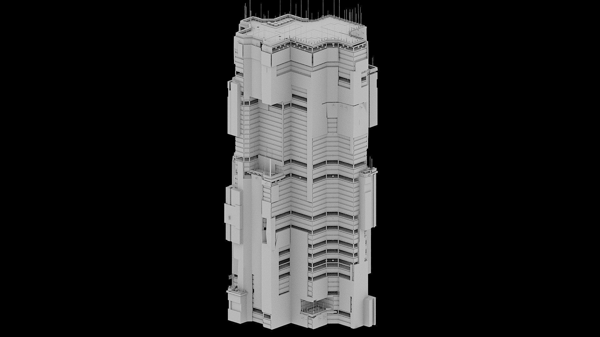 Sci-Fi Cyberpunk Futuristic City Skyscraper Building  11 3D model_2