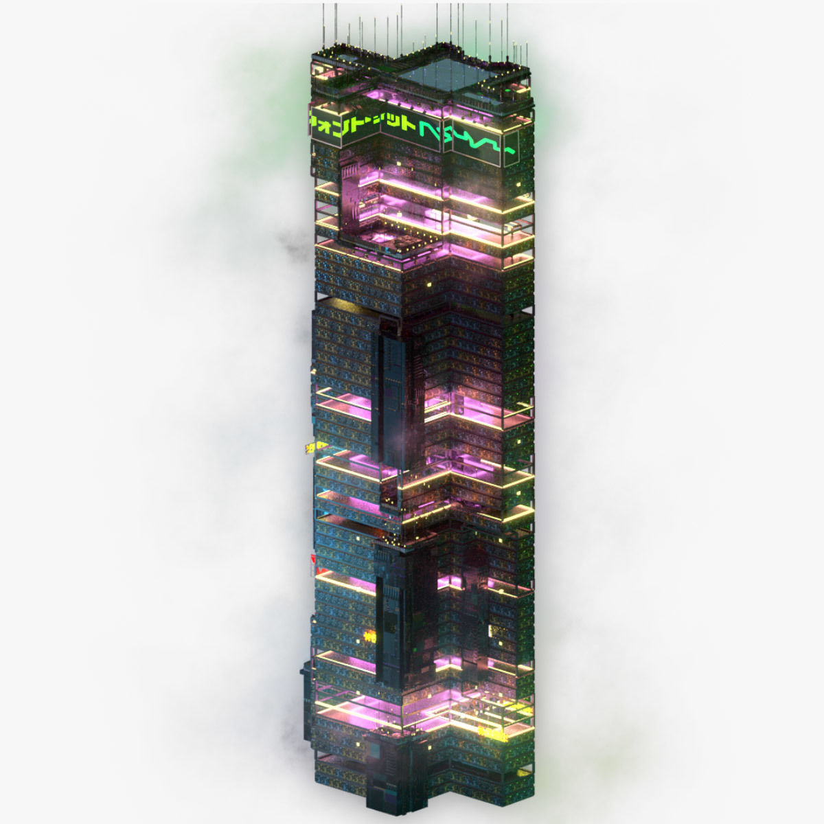 Sci-Fi Cyberpunk Futuristic City Skyscraper Building  10 3D model_5