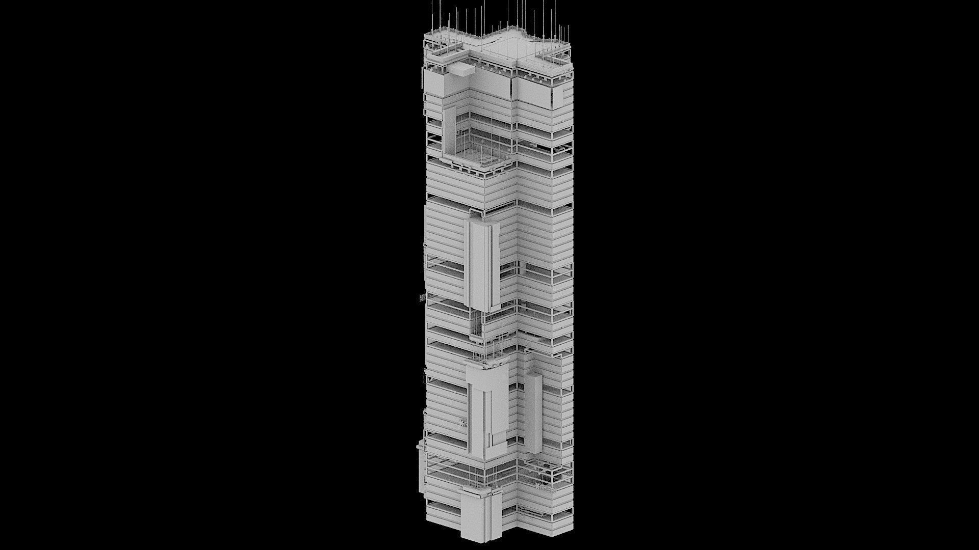 Sci-Fi Cyberpunk Futuristic City Skyscraper Building  10 3D model_2