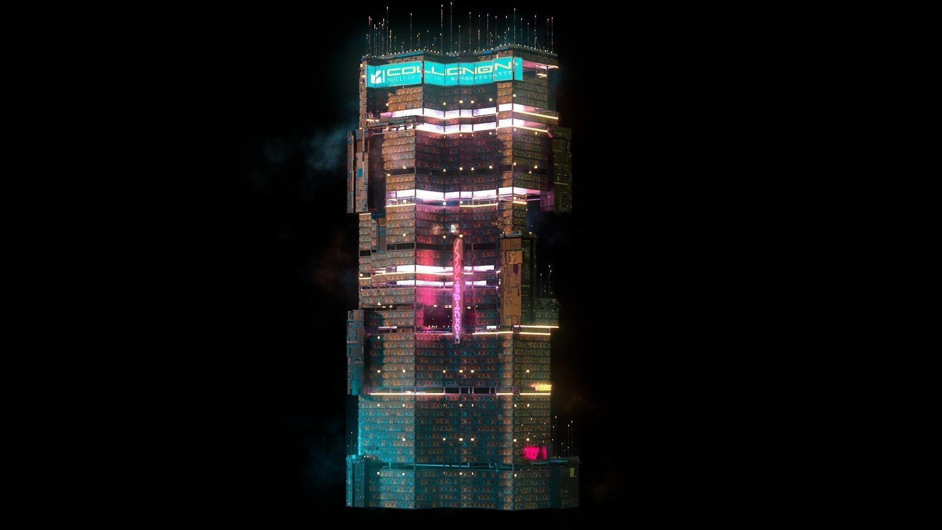 Sci-Fi Cyberpunk Futuristic City Skyscraper Building  09 3D model_3
