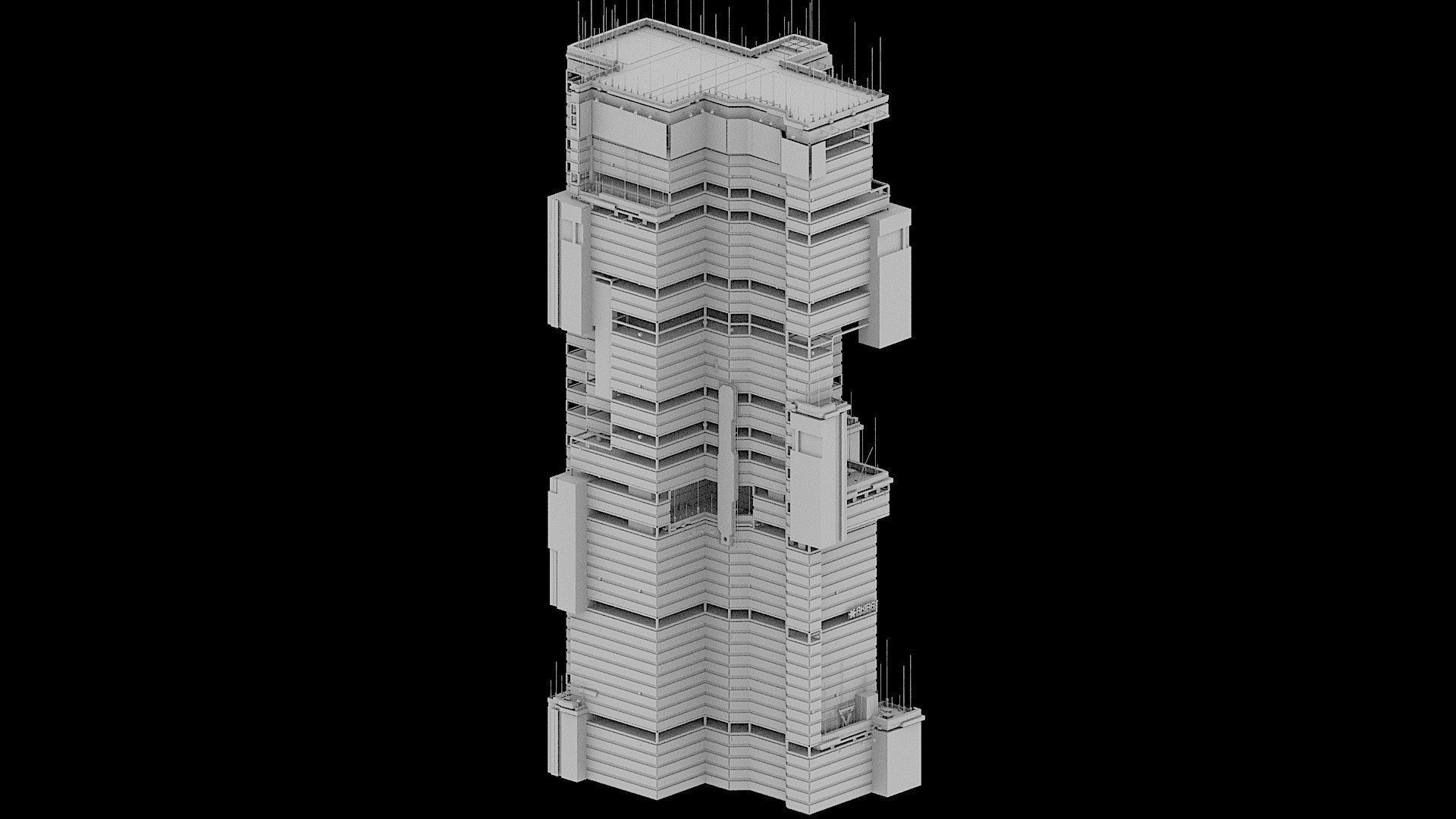 Sci-Fi Cyberpunk Futuristic City Skyscraper Building  09 3D model_2