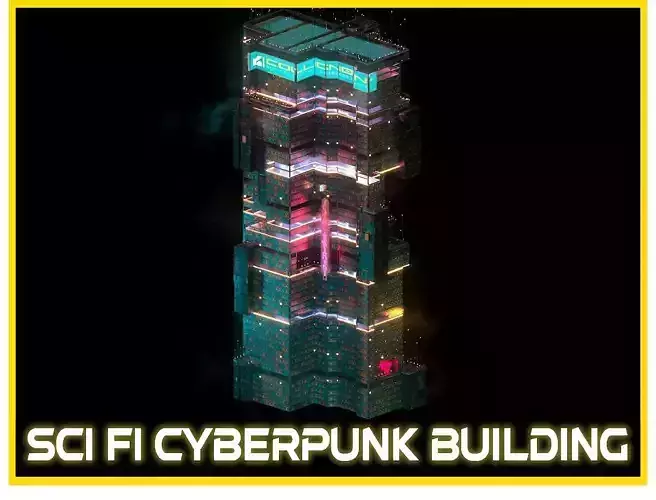Sci-Fi Cyberpunk Futuristic City Skyscraper Building  09 3D model