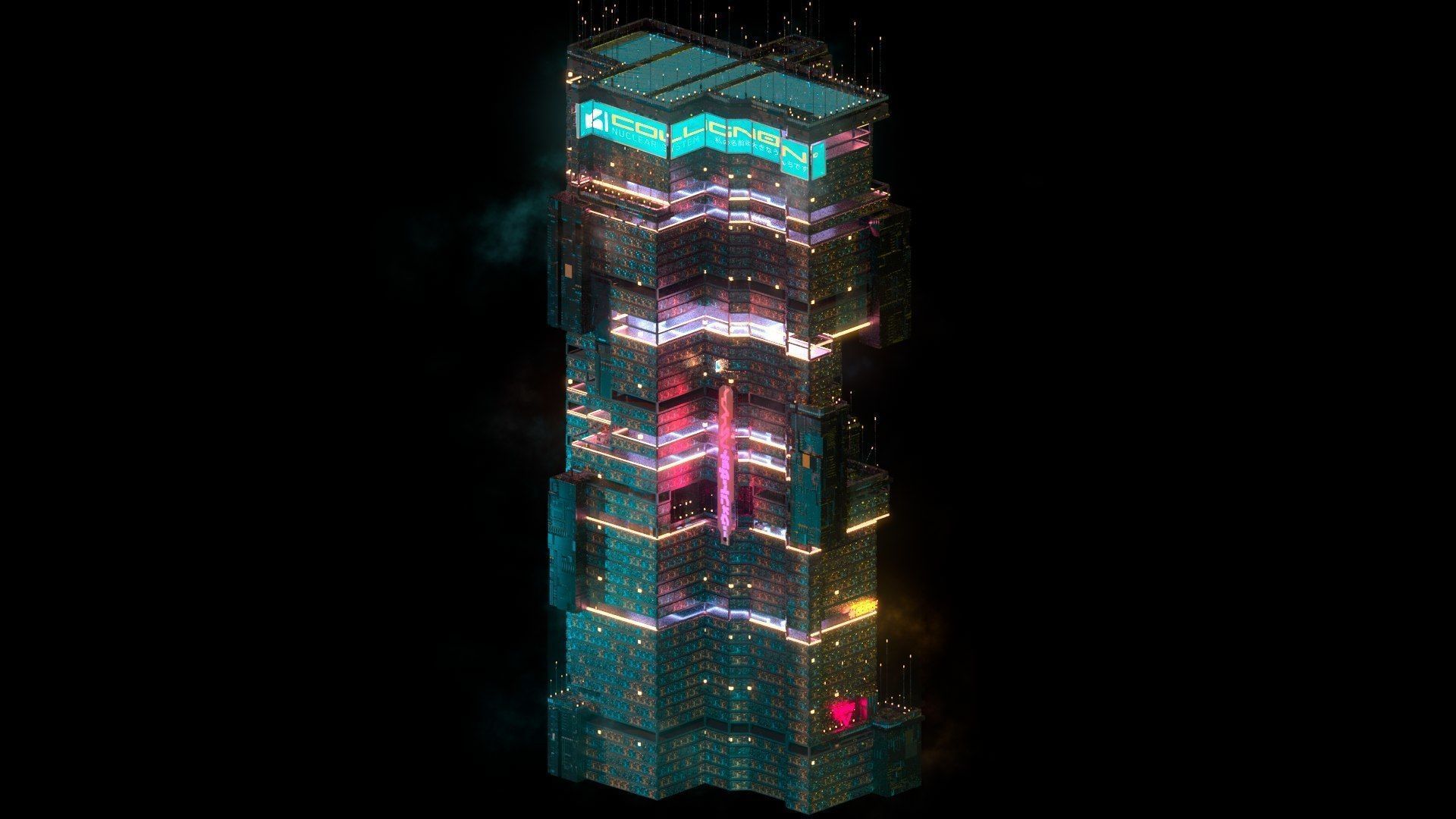 Sci-Fi Cyberpunk Futuristic City Skyscraper Building  09 3D model_1