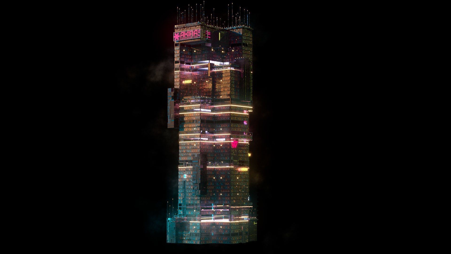 Sci-Fi Cyberpunk Futuristic City Skyscraper Building  08 3D model_3