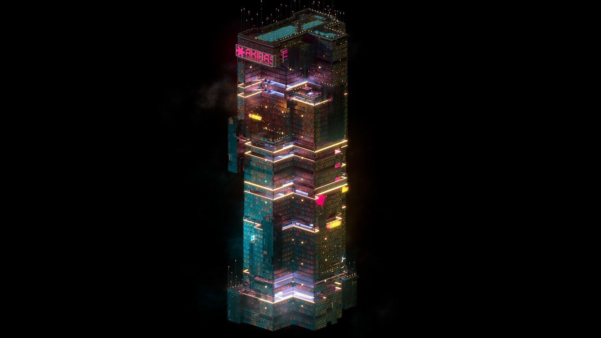 Sci-Fi Cyberpunk Futuristic City Skyscraper Building  08 3D model_1