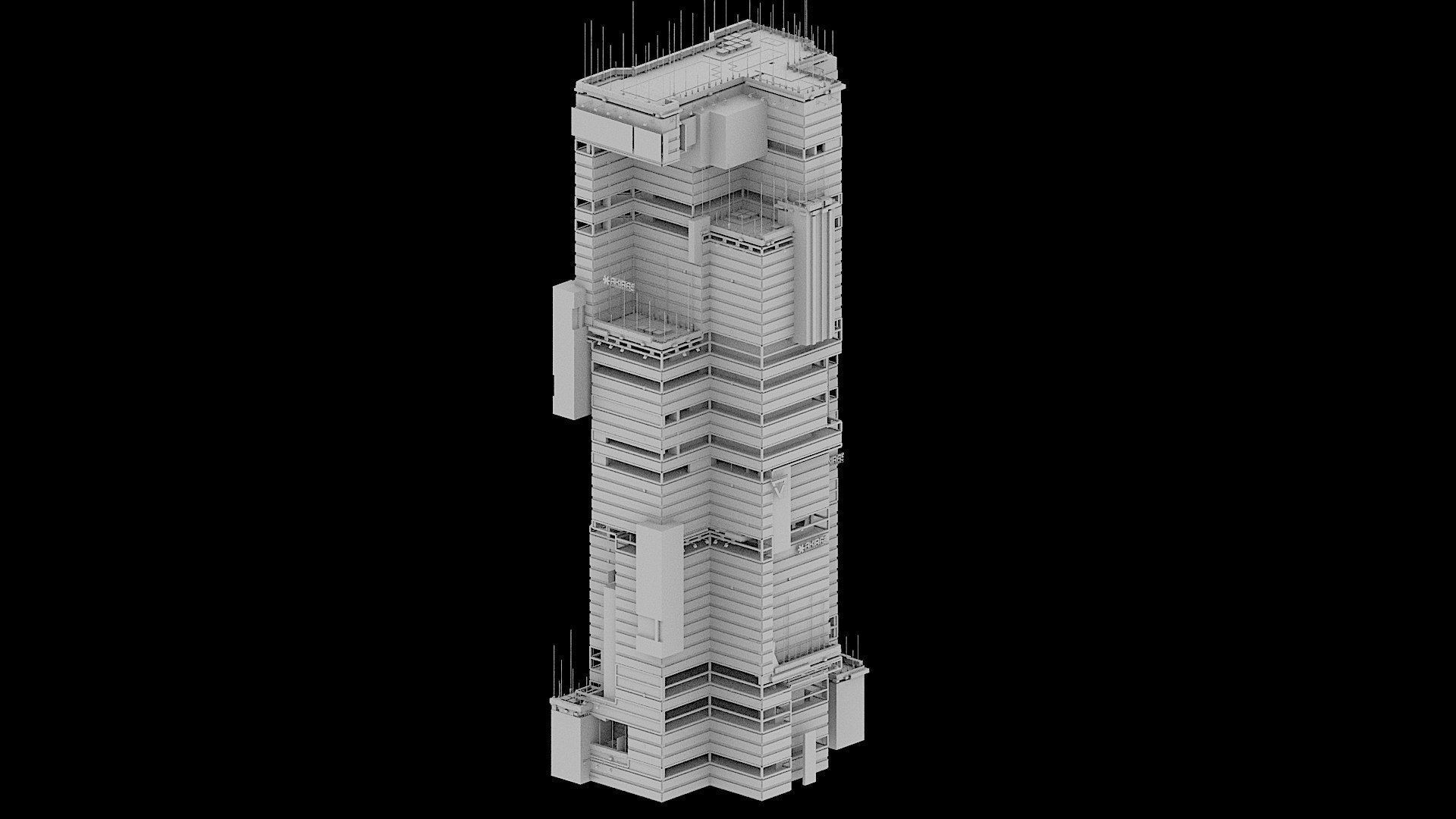 Sci-Fi Cyberpunk Futuristic City Skyscraper Building  08 3D model_2