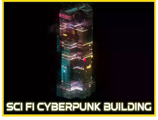 Sci-Fi Cyberpunk Futuristic City Skyscraper Building  08 3D model