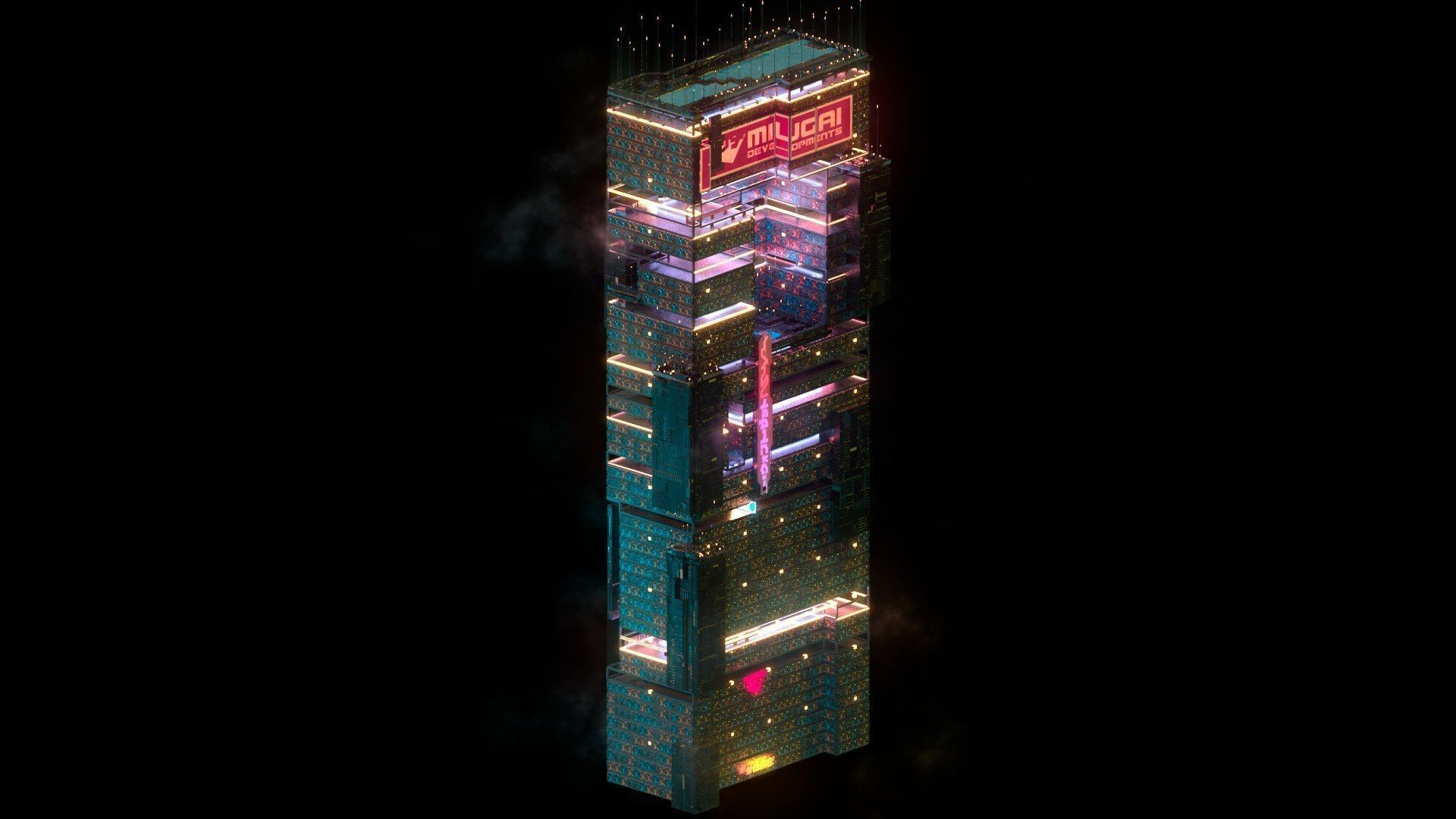 Sci-Fi Cyberpunk Futuristic City Skyscraper Building  07 3D model_1