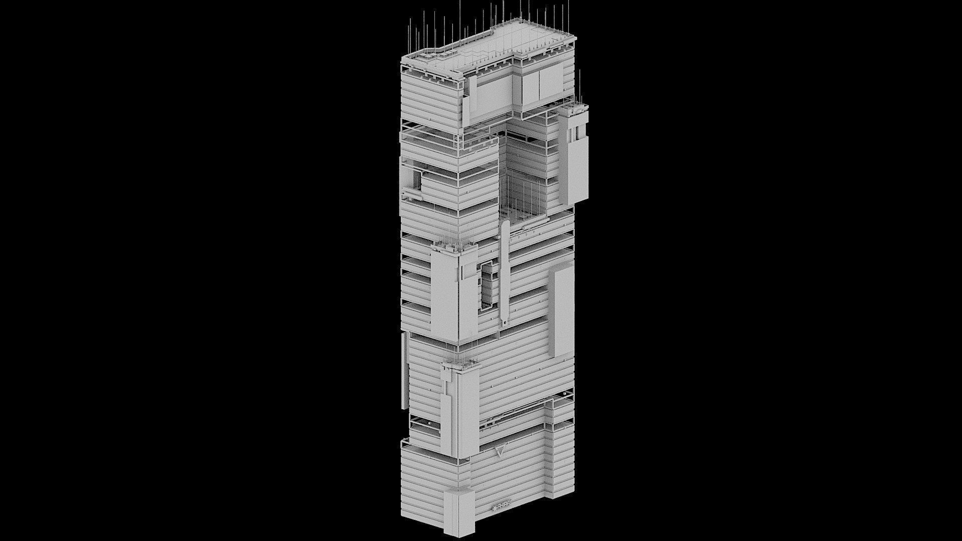 Sci-Fi Cyberpunk Futuristic City Skyscraper Building  07 3D model_2