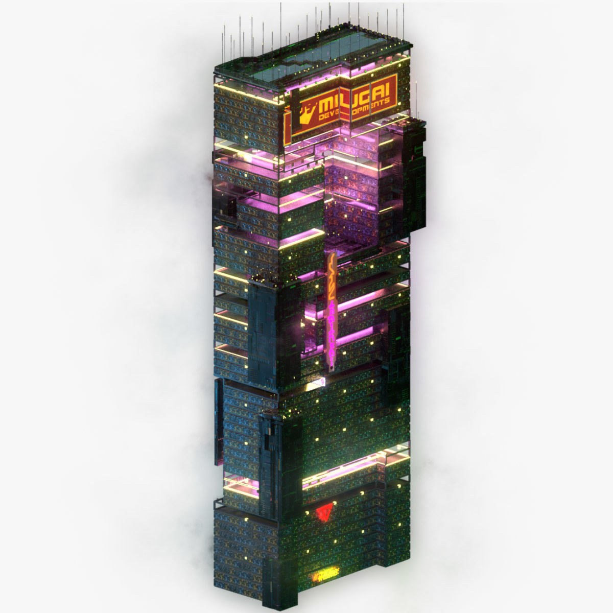 Sci-Fi Cyberpunk Futuristic City Skyscraper Building  07 3D model_5