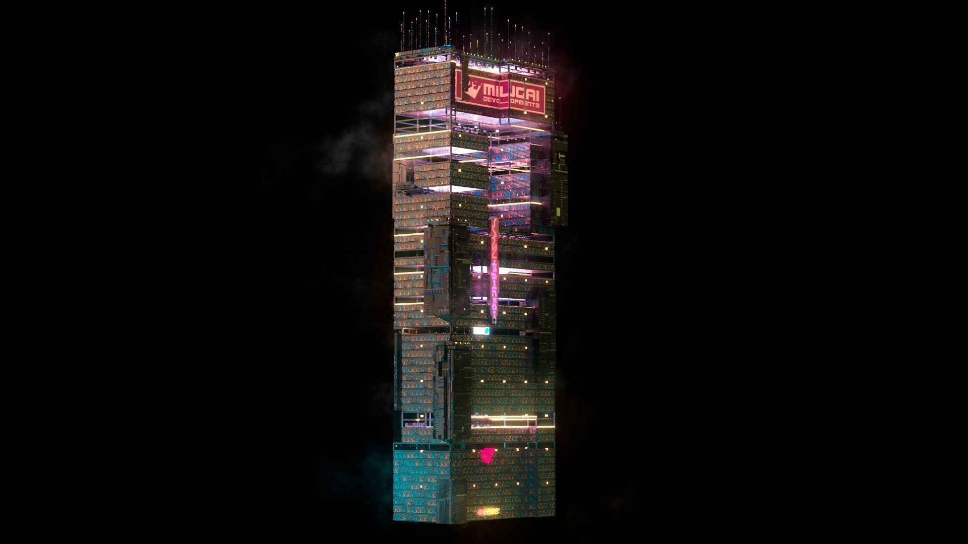 Sci-Fi Cyberpunk Futuristic City Skyscraper Building  07 3D model_3