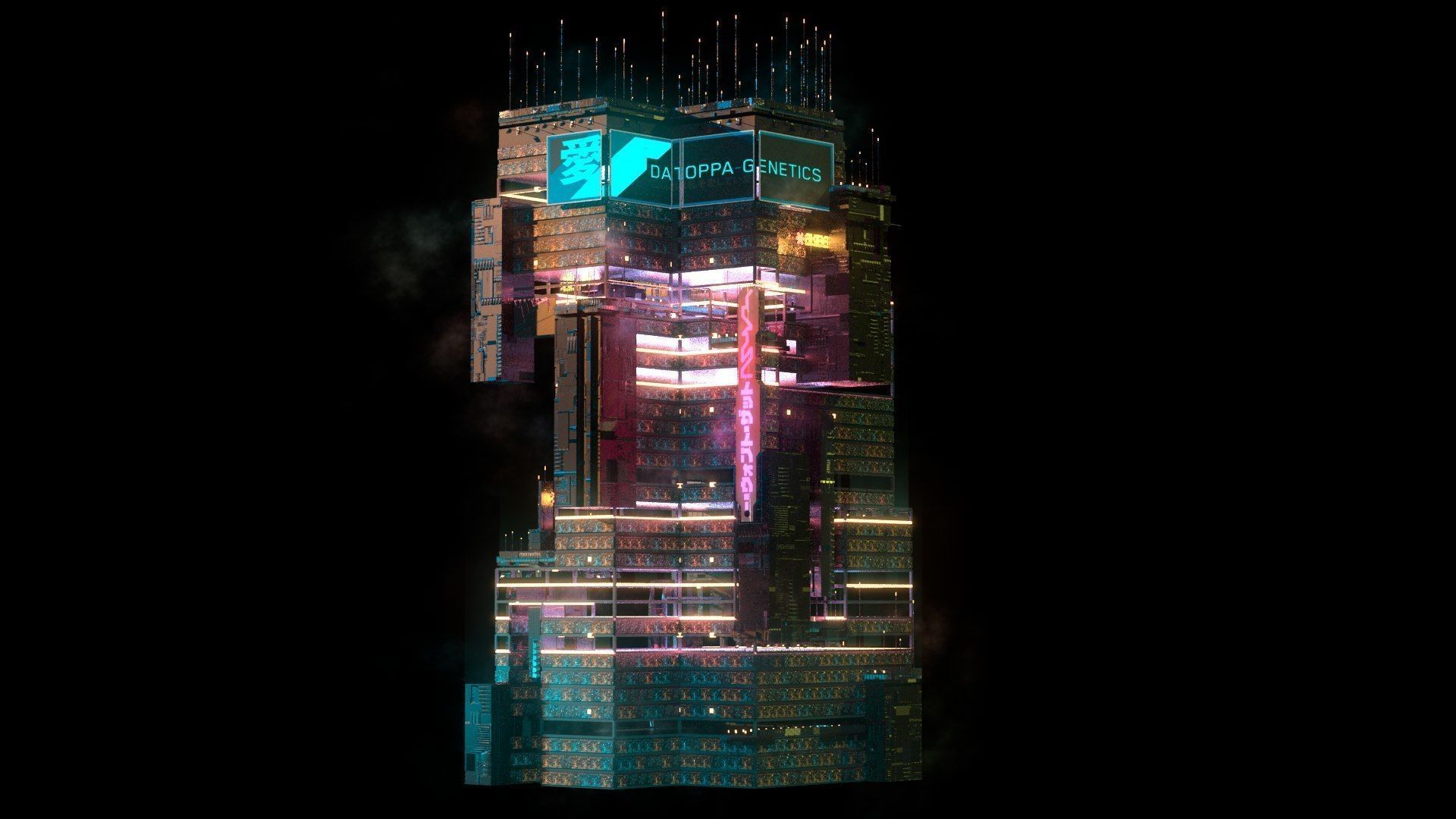 Sci-Fi Cyberpunk Futuristic City Skyscraper Building  06 3D model_3