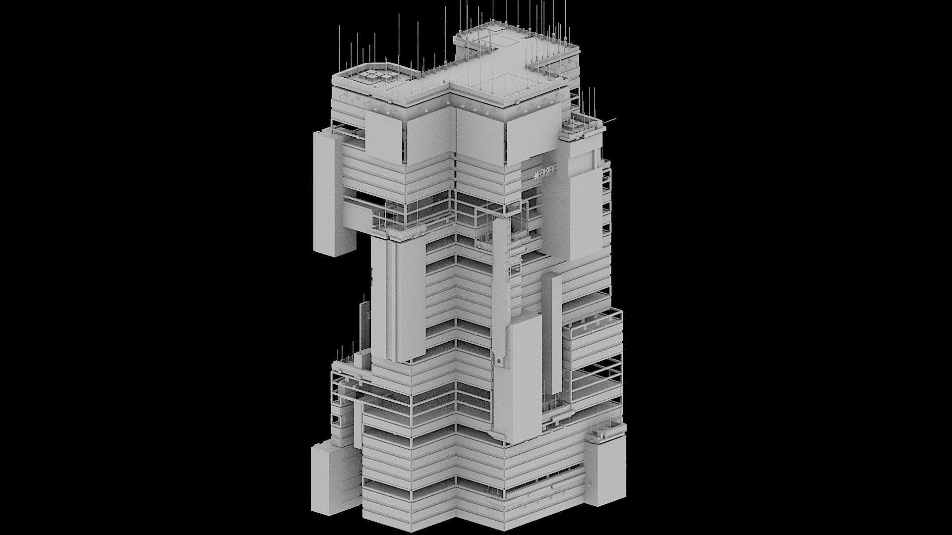 Sci-Fi Cyberpunk Futuristic City Skyscraper Building  06 3D model_2