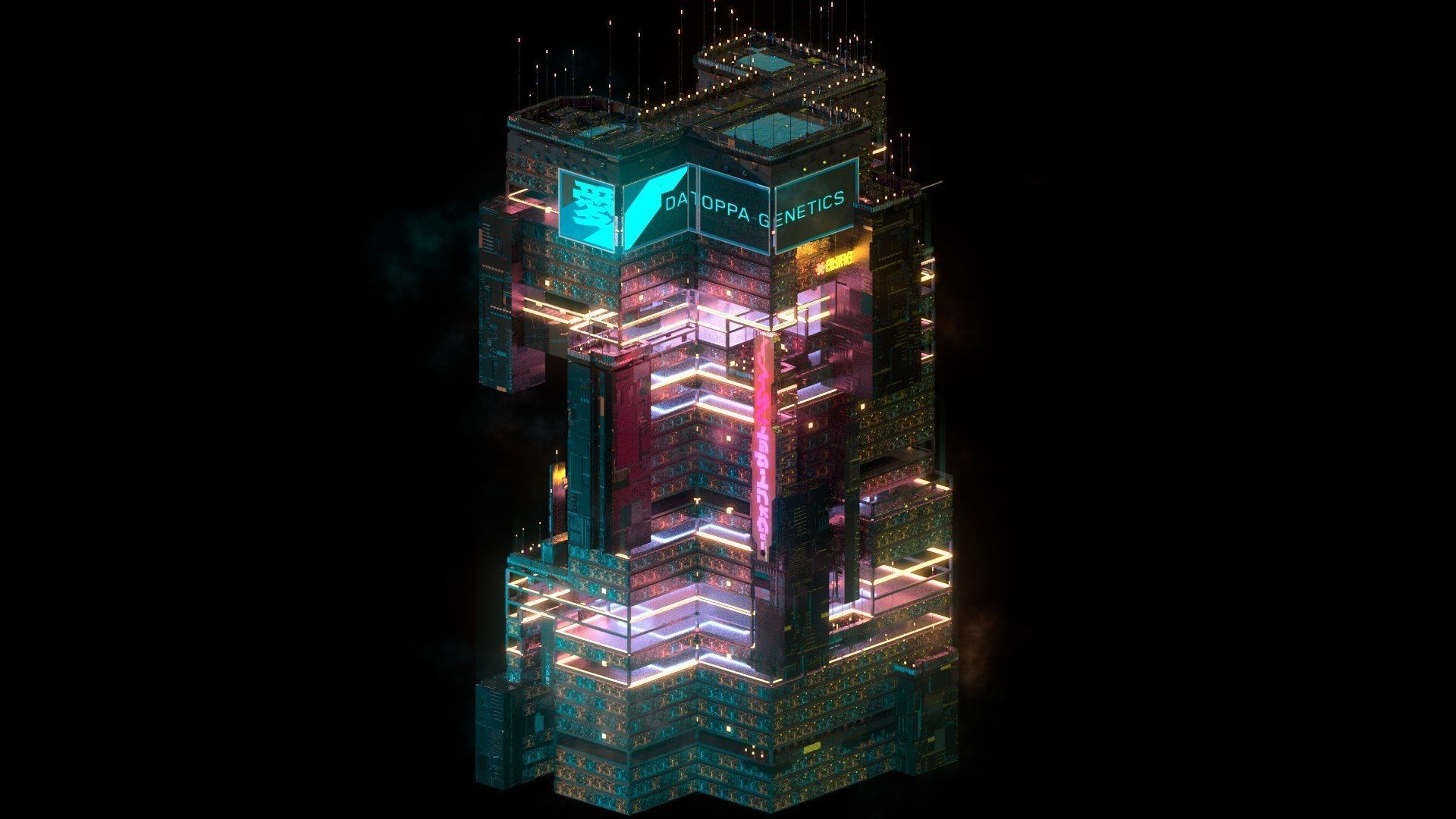 Sci-Fi Cyberpunk Futuristic City Skyscraper Building  06 3D model_1