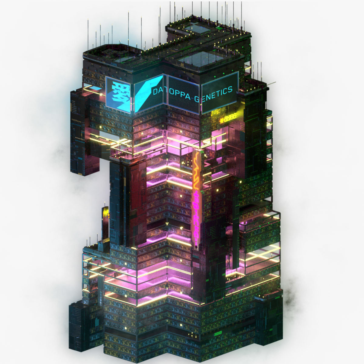 Sci-Fi Cyberpunk Futuristic City Skyscraper Building  06 3D model_5