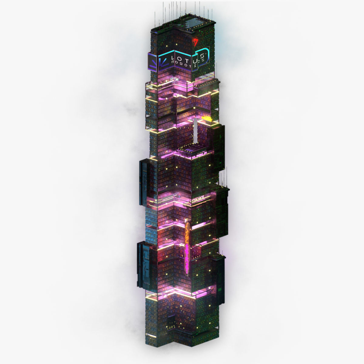 Sci-Fi Cyberpunk Futuristic City Skyscraper Building  05 3D model_5