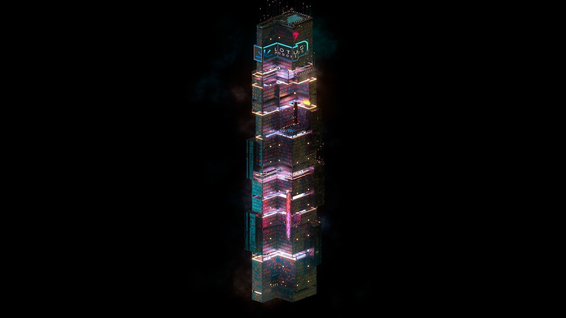 Sci-Fi Cyberpunk Futuristic City Skyscraper Building  05 3D model_1