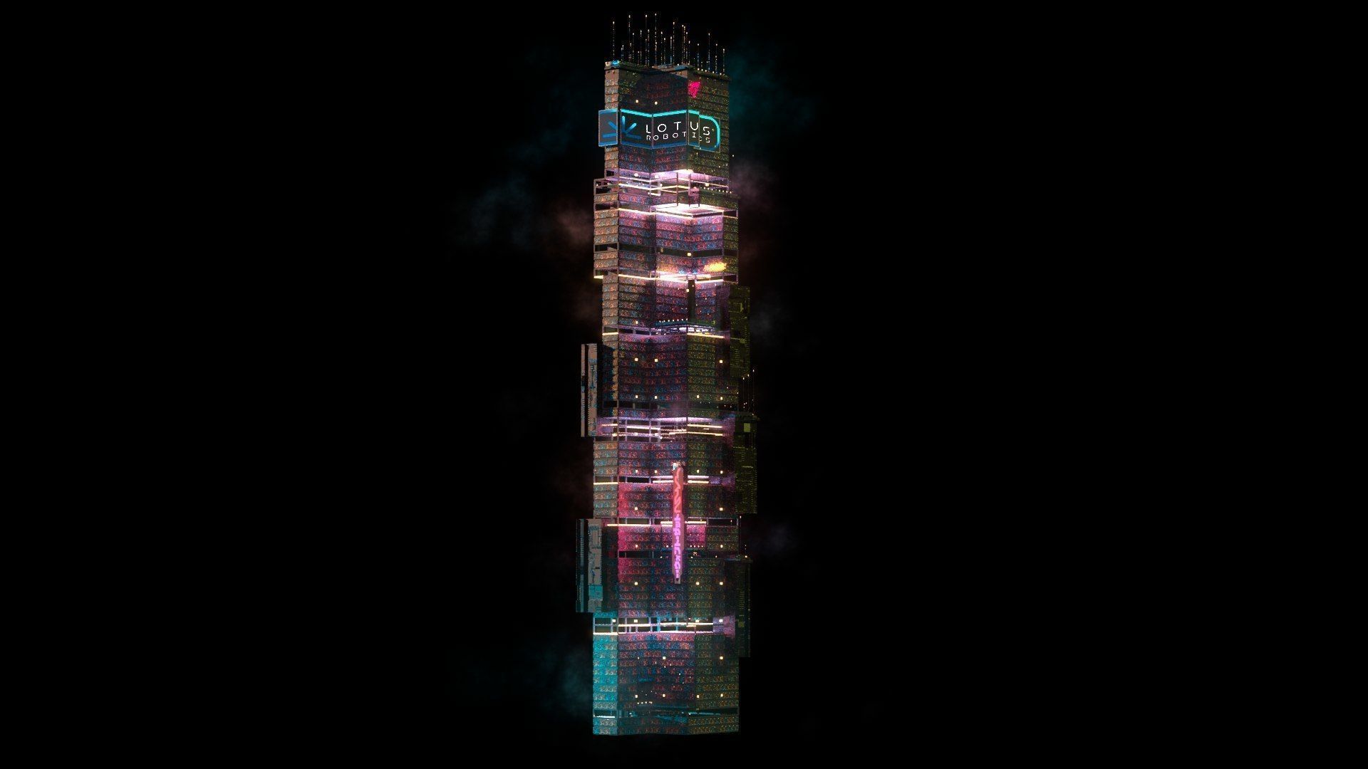 Sci-Fi Cyberpunk Futuristic City Skyscraper Building  05 3D model_3