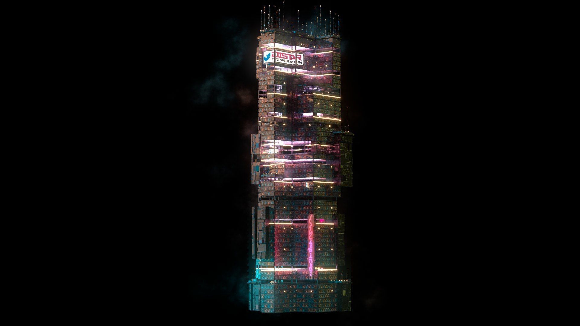 Sci-Fi Cyberpunk Futuristic City Skyscraper Building  04 3D model_3