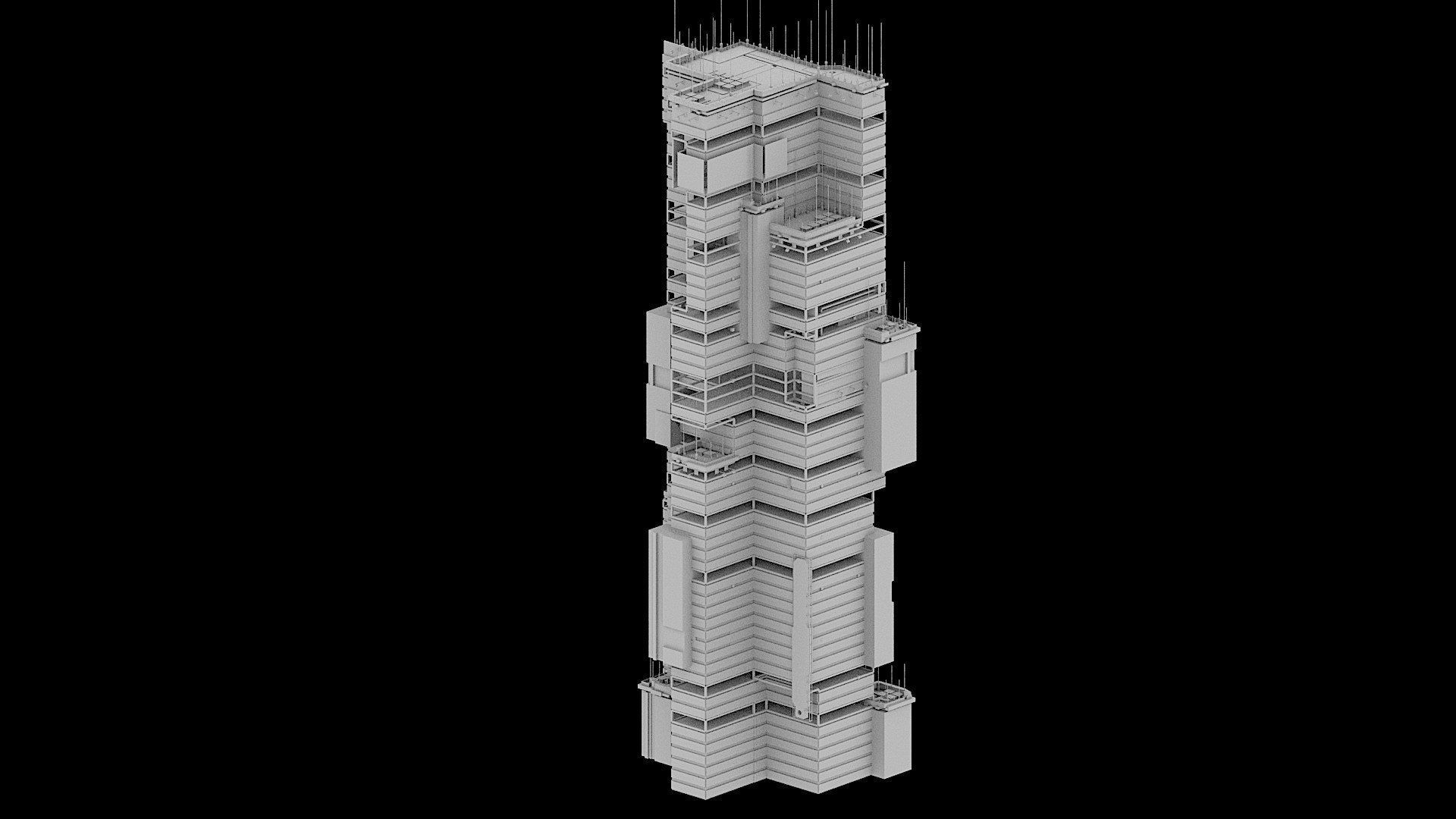 Sci-Fi Cyberpunk Futuristic City Skyscraper Building  04 3D model_2