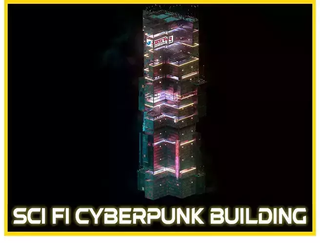 Sci-Fi Cyberpunk Futuristic City Skyscraper Building  04 3D model