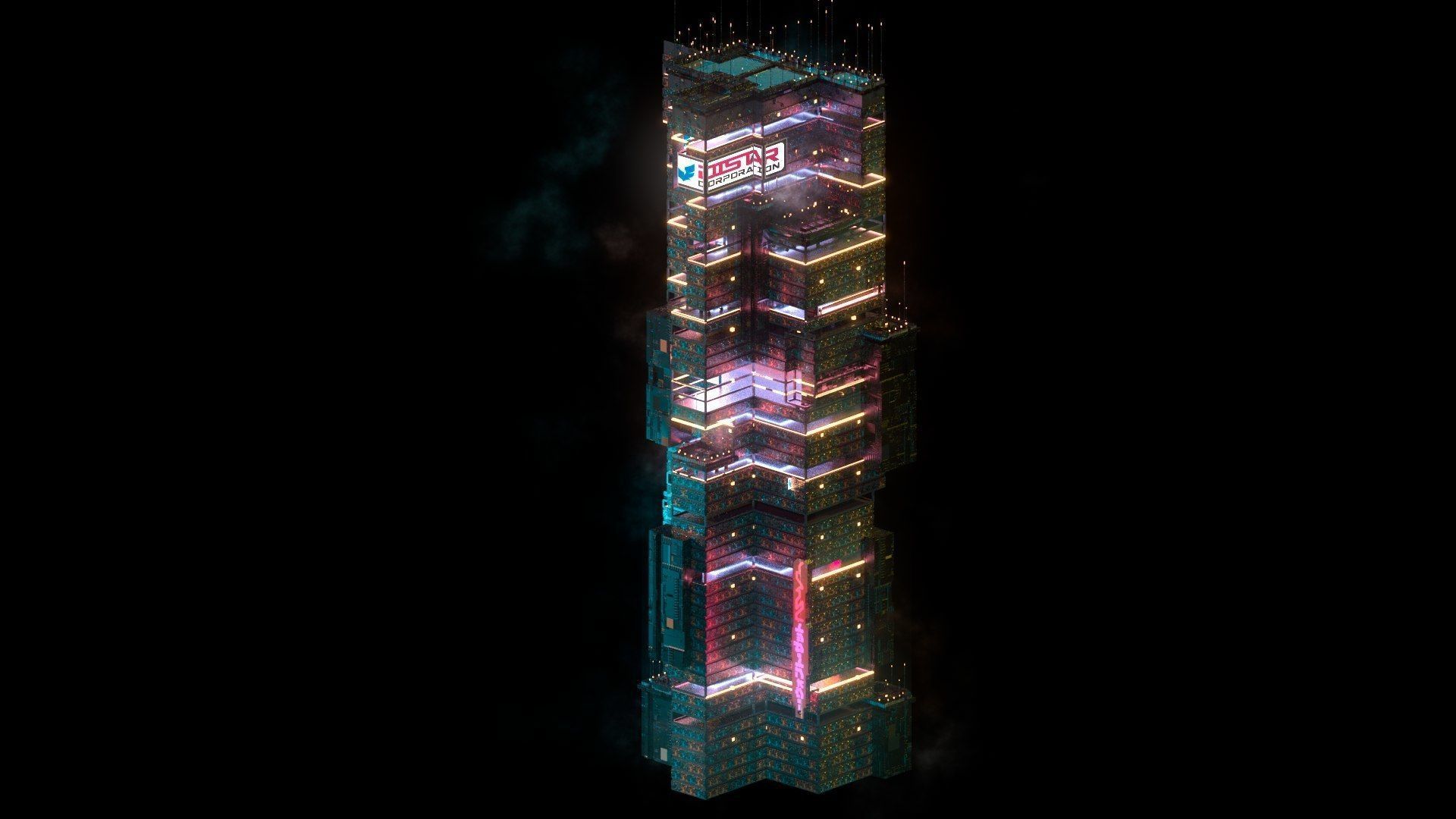 Sci-Fi Cyberpunk Futuristic City Skyscraper Building  04 3D model_1