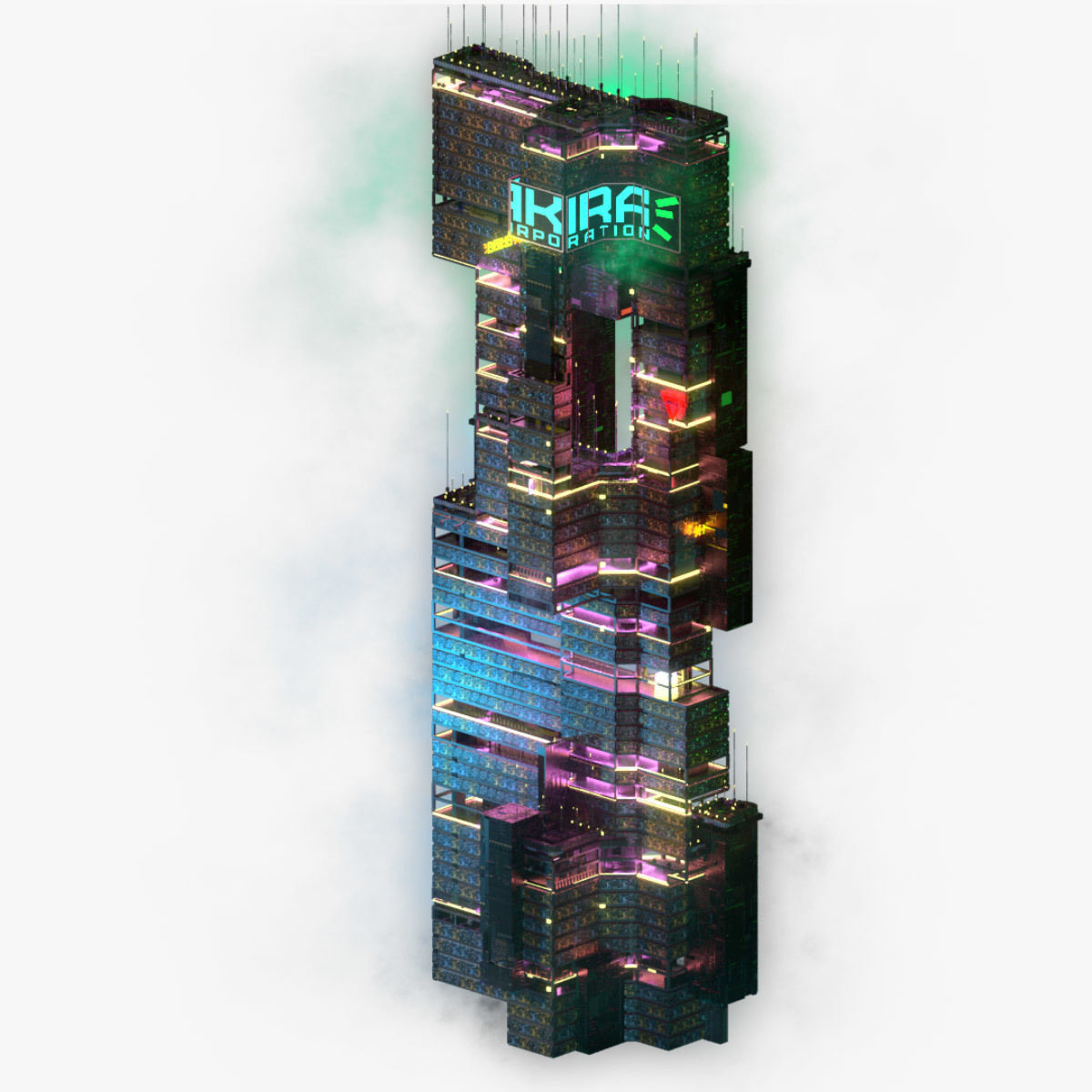 Sci-Fi Cyberpunk Futuristic City Skyscraper Building  03 3D model_5