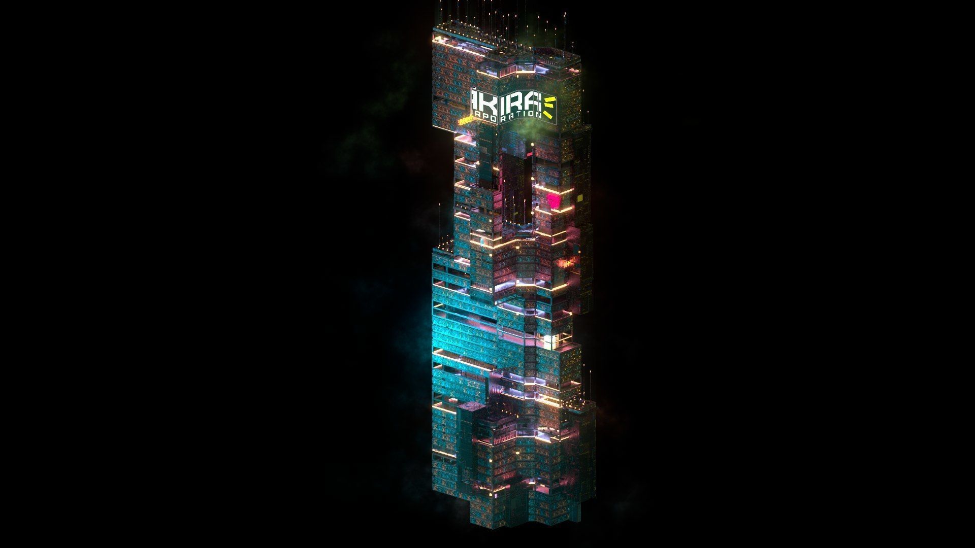 Sci-Fi Cyberpunk Futuristic City Skyscraper Building  03 3D model_1
