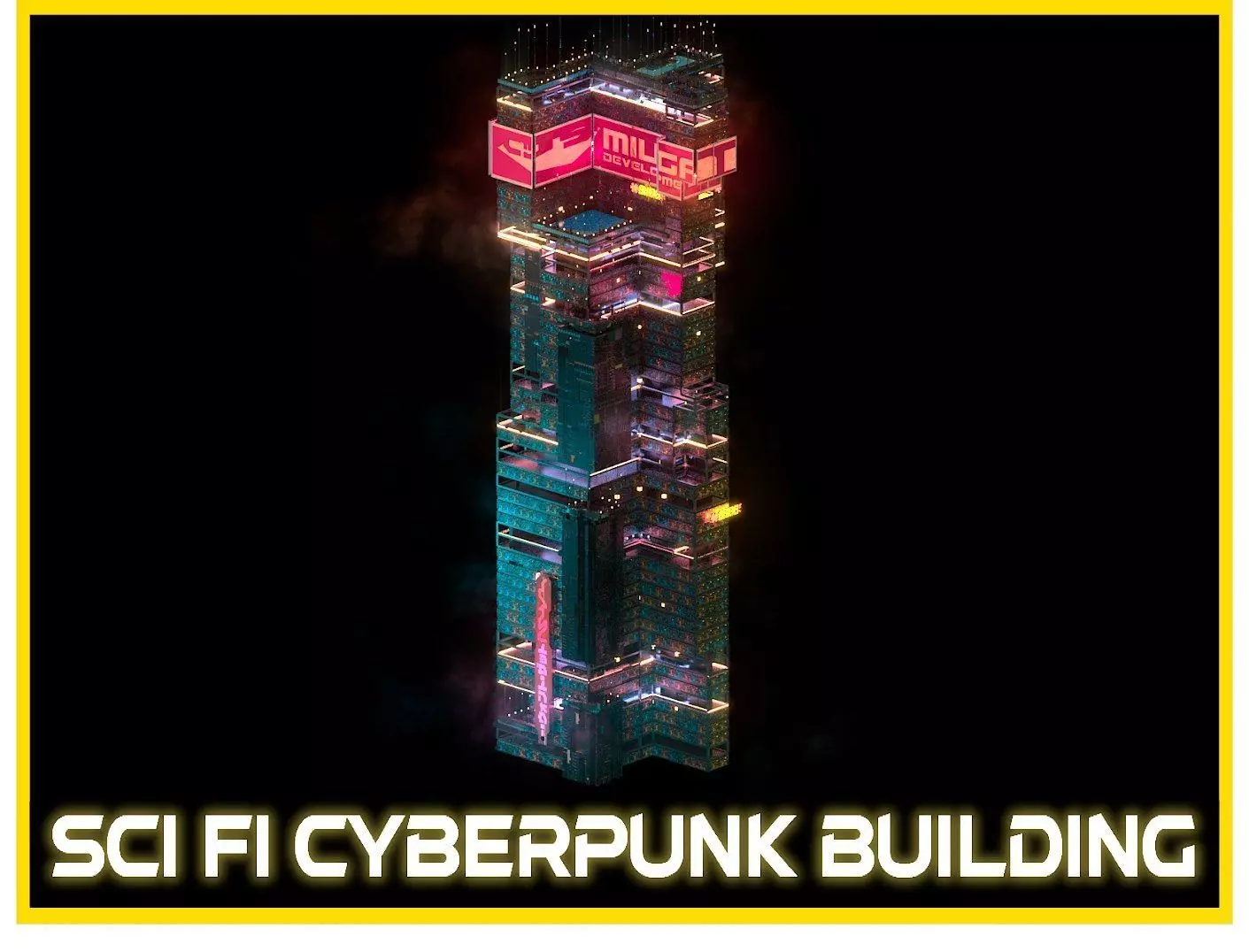 Sci-Fi Cyberpunk Futuristic City Skyscraper Building  02 3D model_0