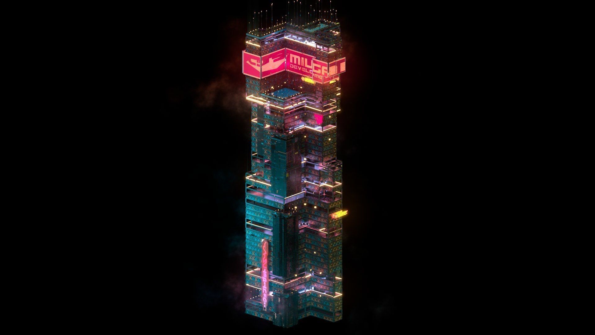 Sci-Fi Cyberpunk Futuristic City Skyscraper Building  02 3D model_1