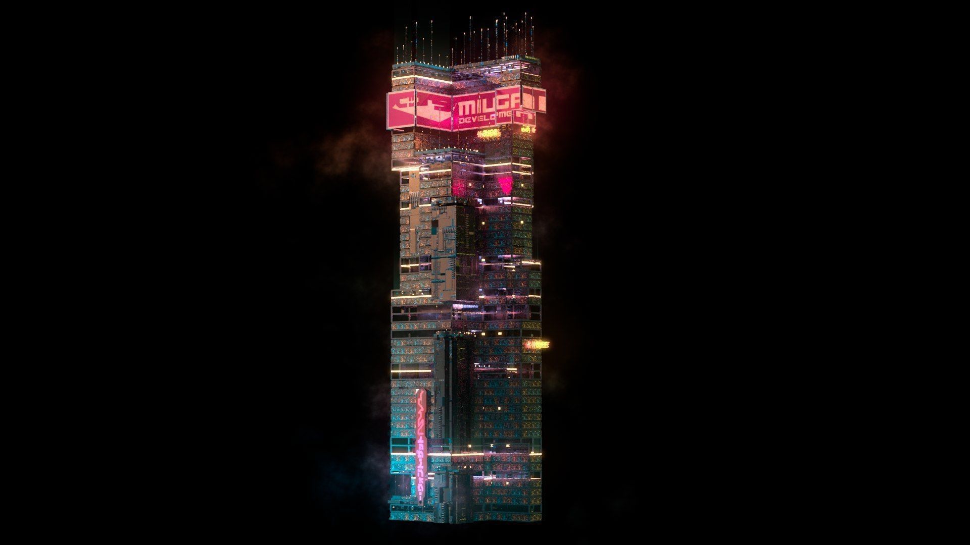 Sci-Fi Cyberpunk Futuristic City Skyscraper Building  02 3D model_3