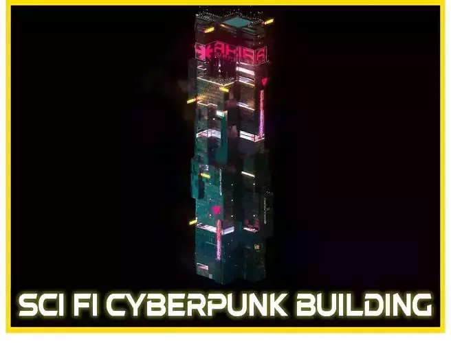 Sci-Fi Cyberpunk Futuristic City Skyscraper Building  01 3D model