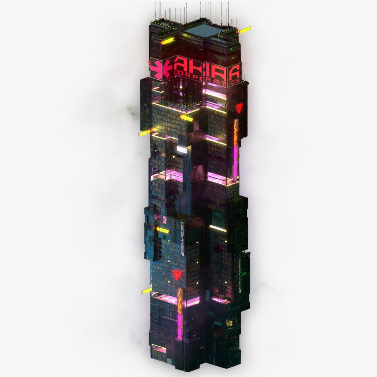 Sci-Fi Cyberpunk Futuristic City Skyscraper Building  01 3D model_5