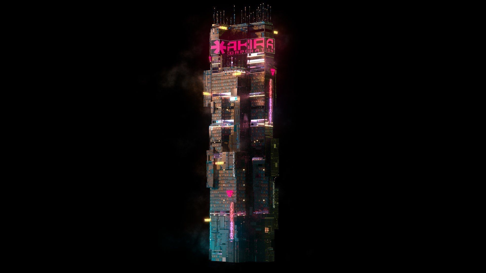 Sci-Fi Cyberpunk Futuristic City Skyscraper Building  01 3D model_3