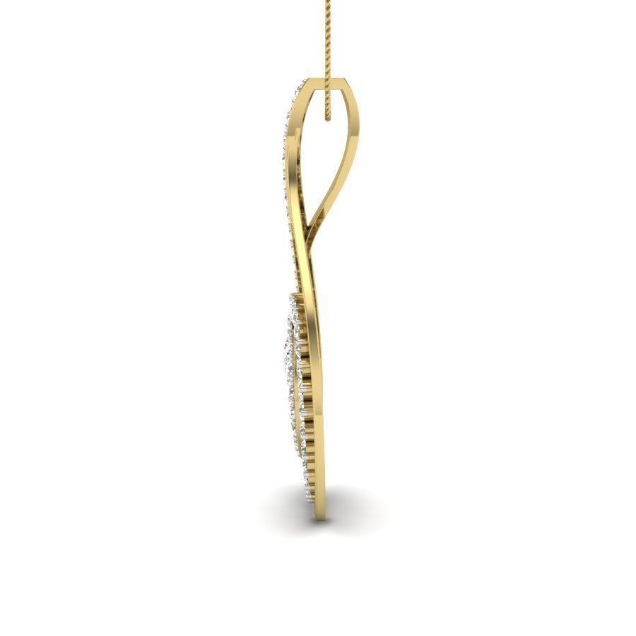 Pendant 3dm render detail gold curved with diamonds 3D print model_2