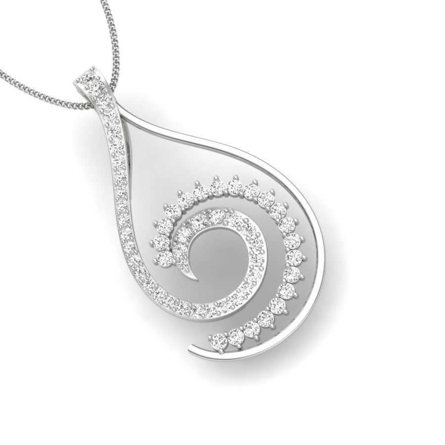 Pendant 3dm render detail gold curved with diamonds 3D print model_7