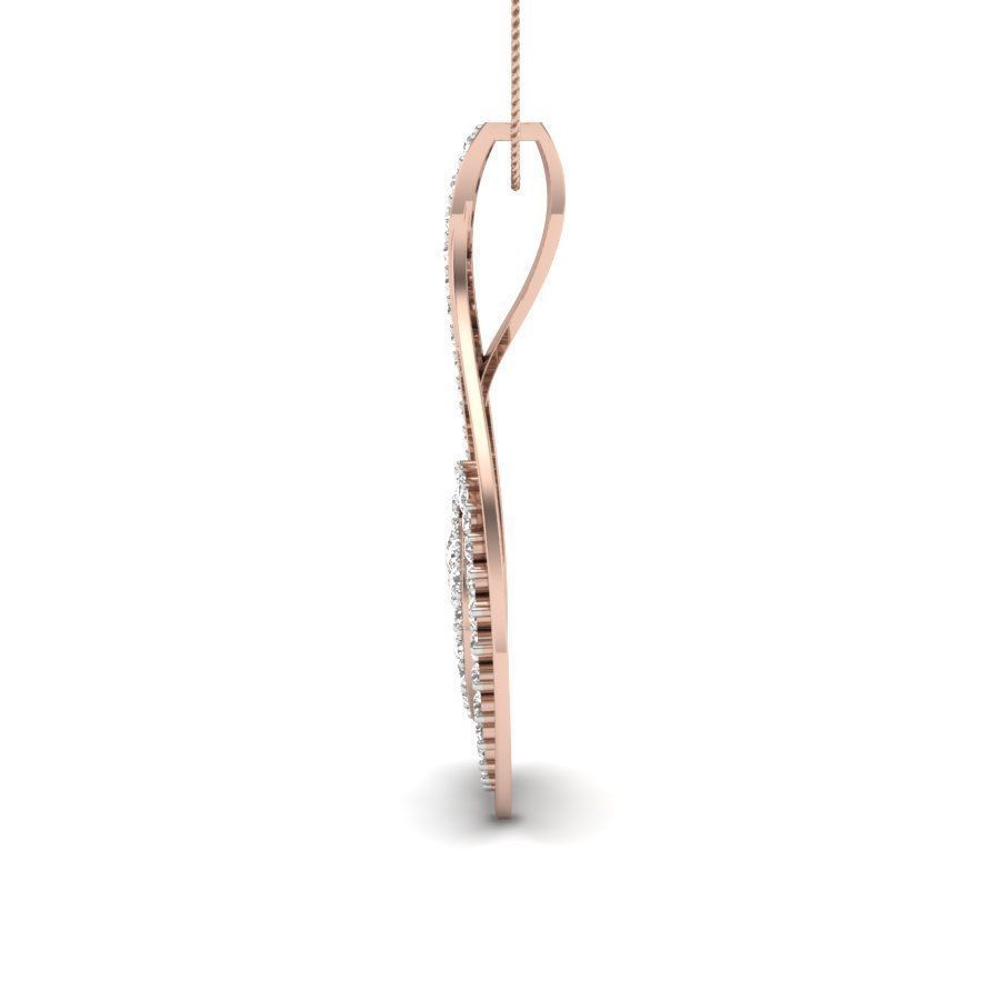 Pendant 3dm render detail gold curved with diamonds 3D print model_10