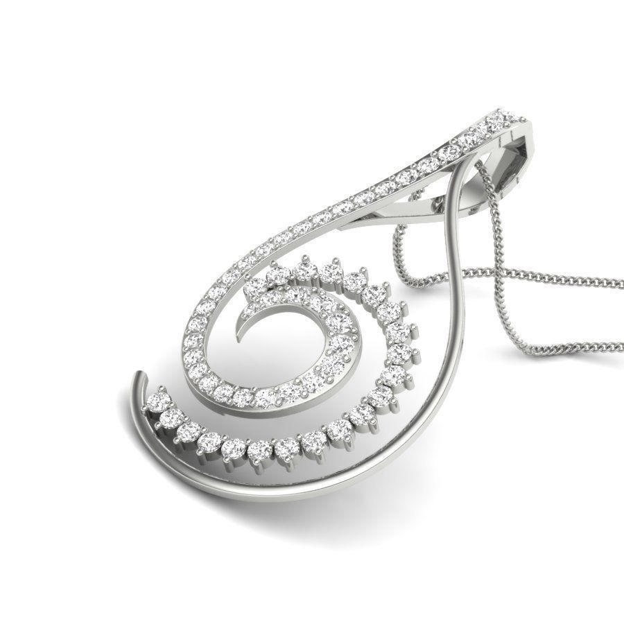 Pendant 3dm render detail gold curved with diamonds 3D print model_15