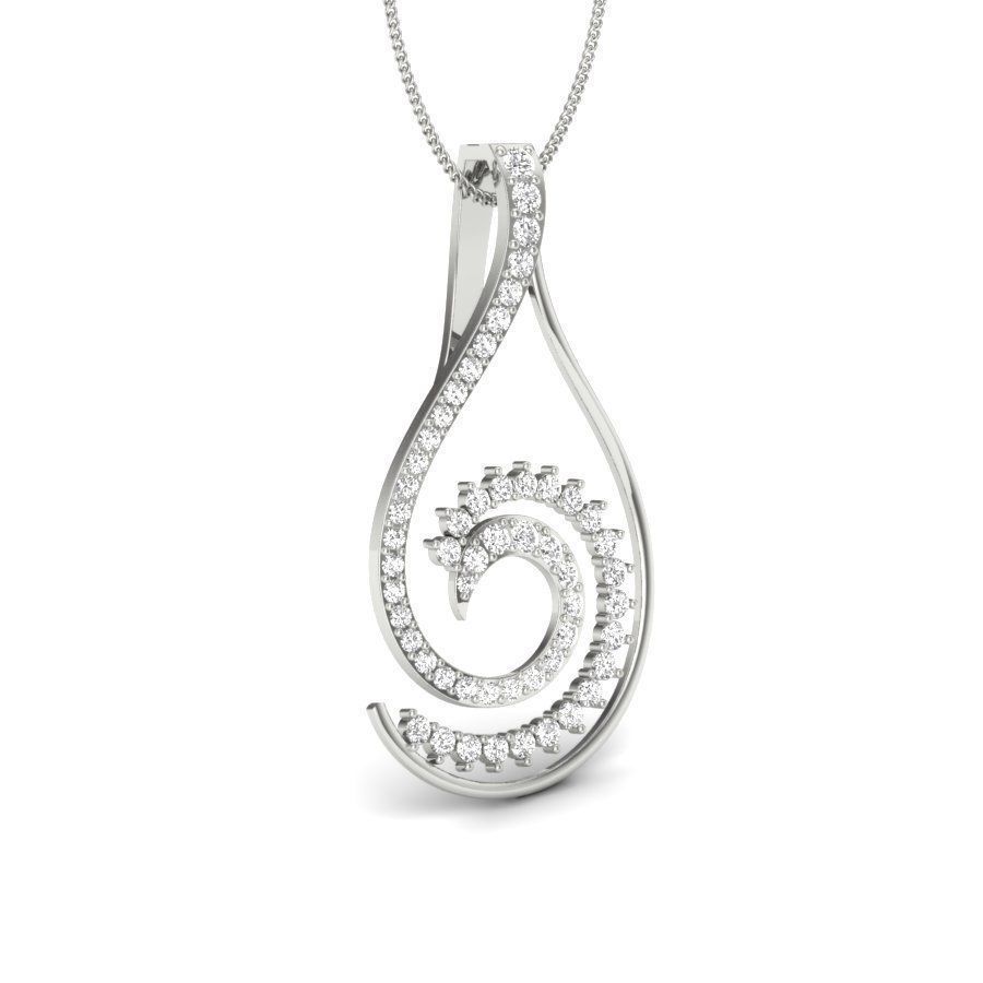 Pendant 3dm render detail gold curved with diamonds 3D print model_13