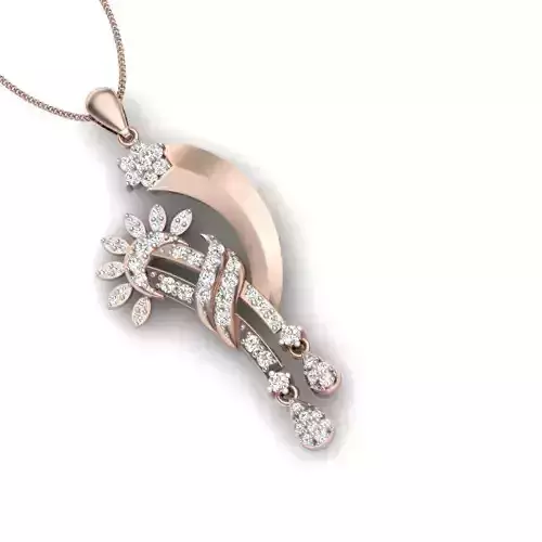 Pendant 3dm render detail gold with diamonds