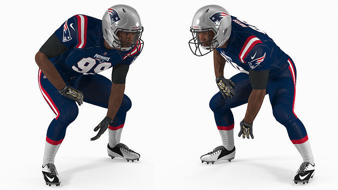 New England Patriots American Football Player Crouching Fur 3D model
