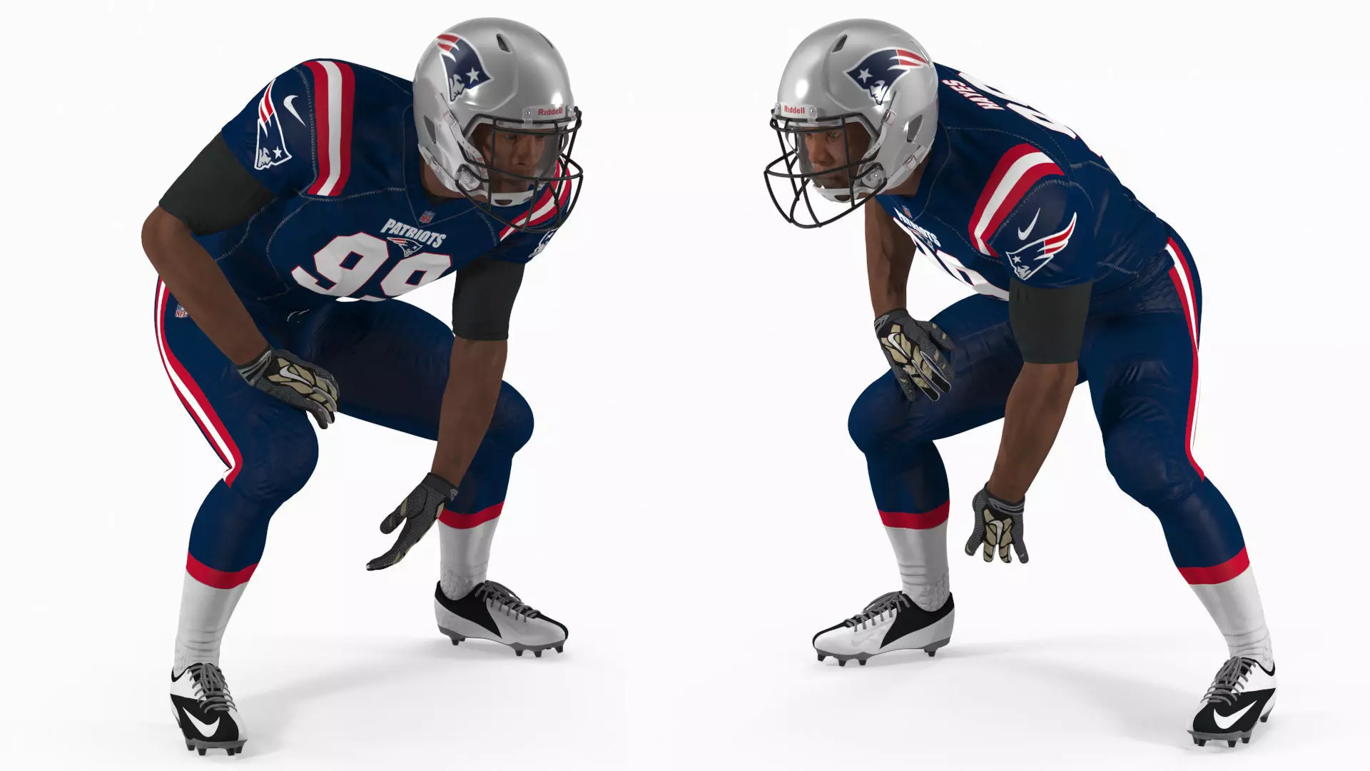 New England Patriots American Football Player Crouching Fur 3D model