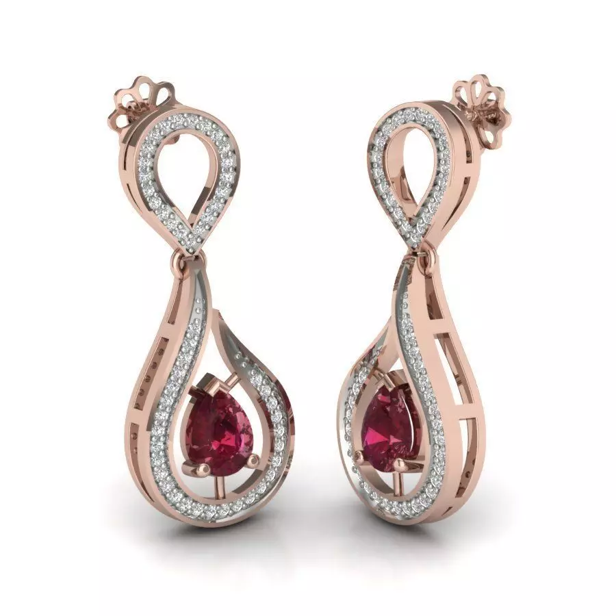 Delicate Fine Pear Stone Earrings 3D print model