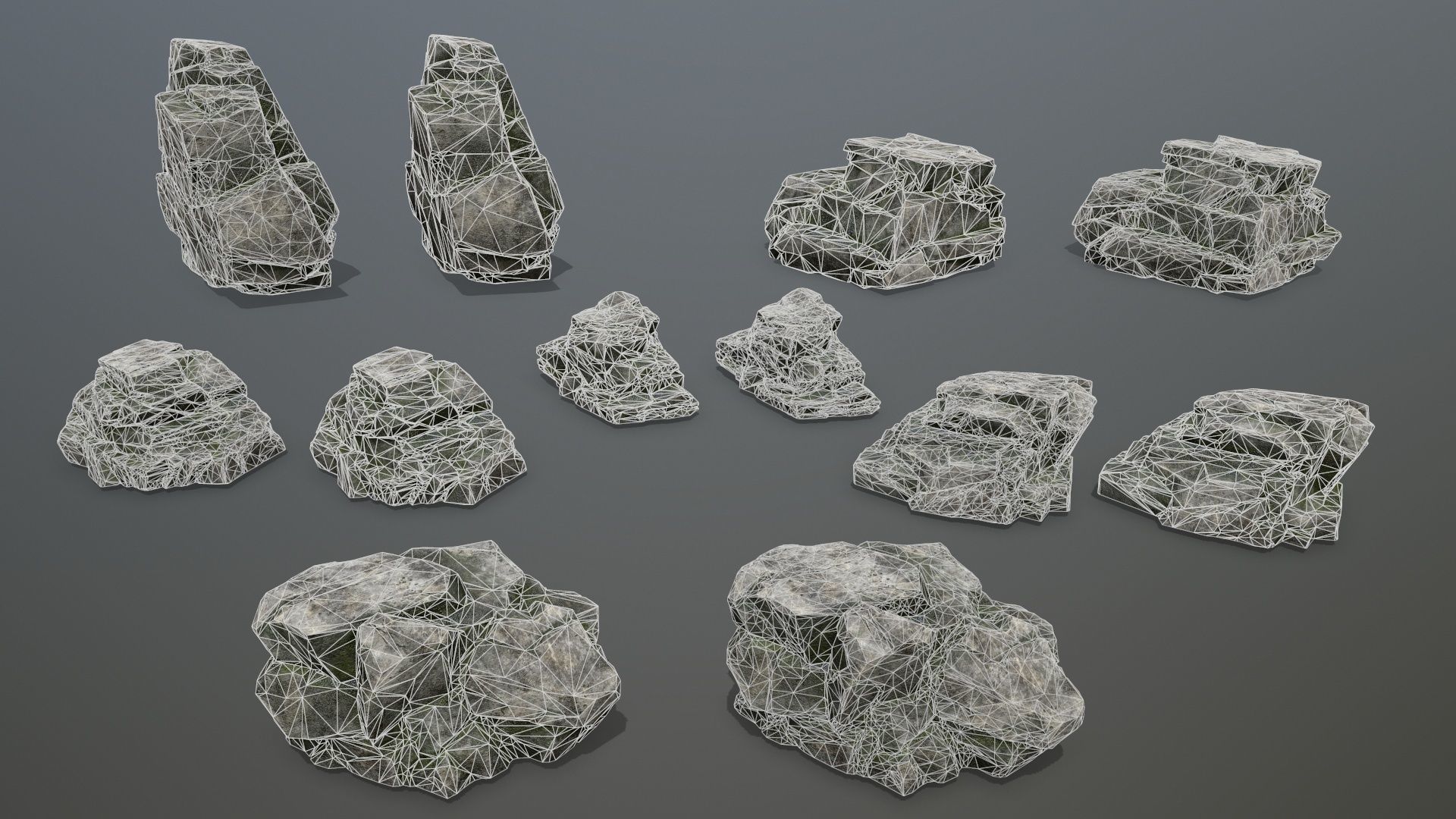 Rock Set Low-poly 3D model_14