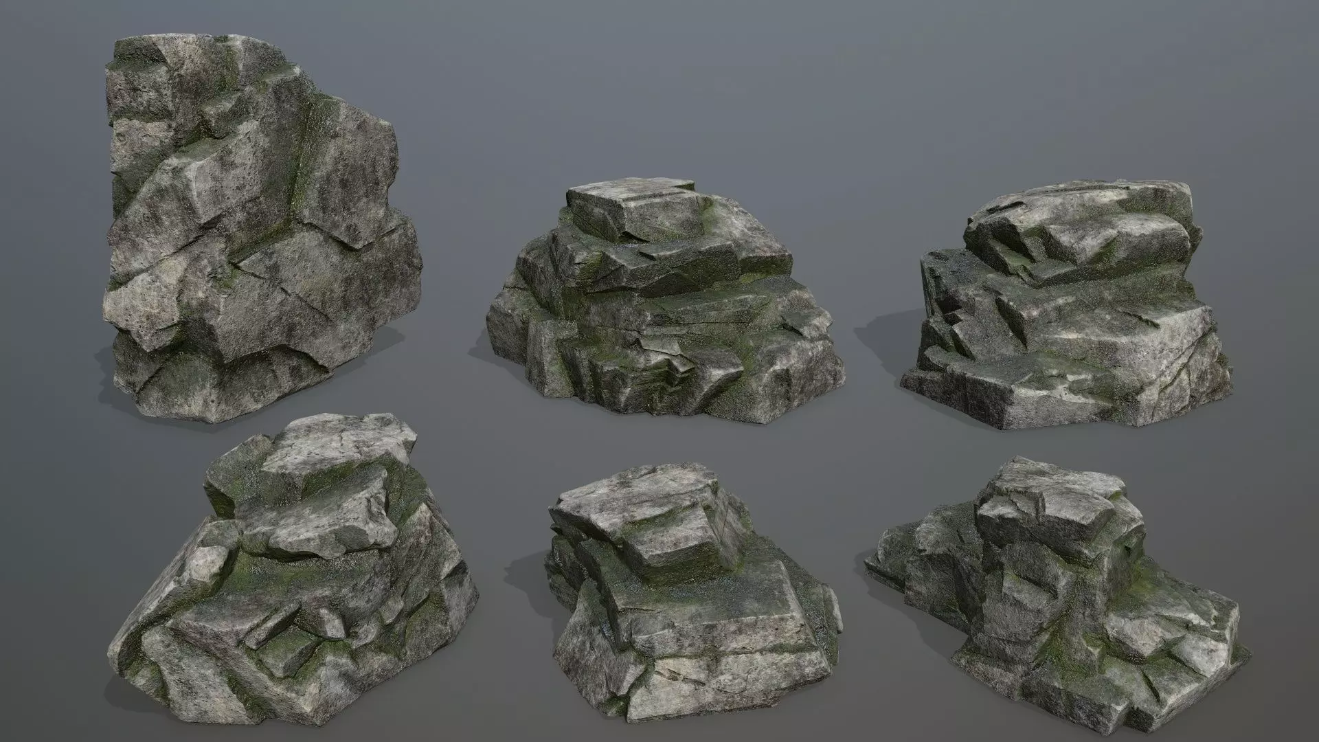 Rock Set Low-poly 3D model_0