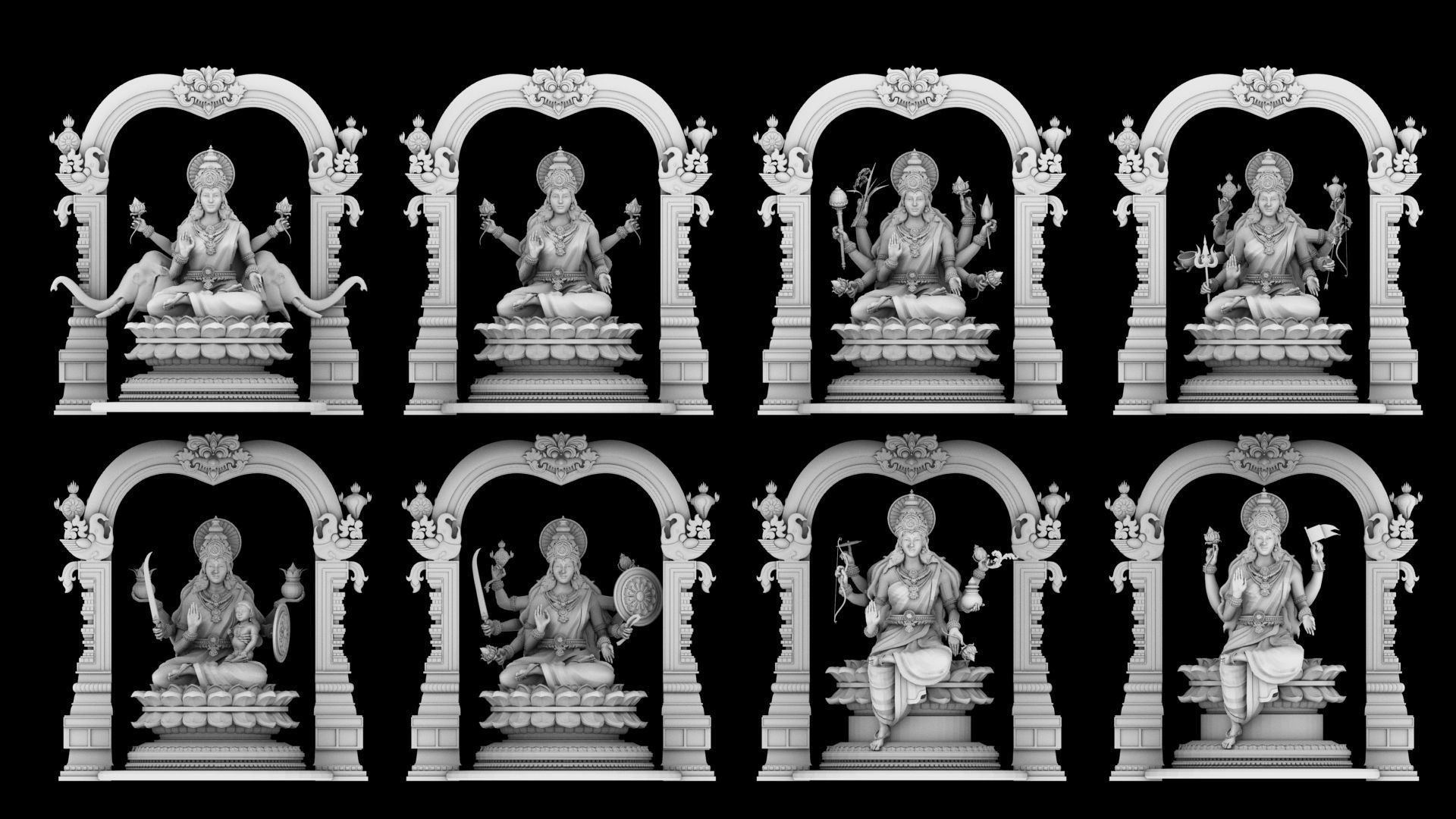 god Ashtalakshmi lakshmi models 3D model_10