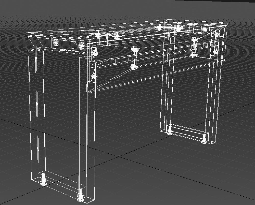 Wooden desk metal legs 3D model_11