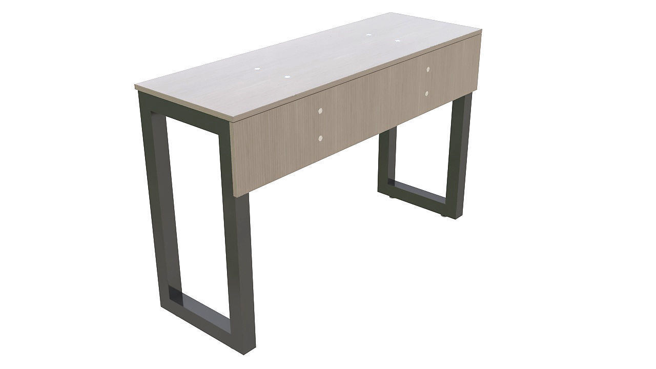 Wooden desk metal legs 3D model_4