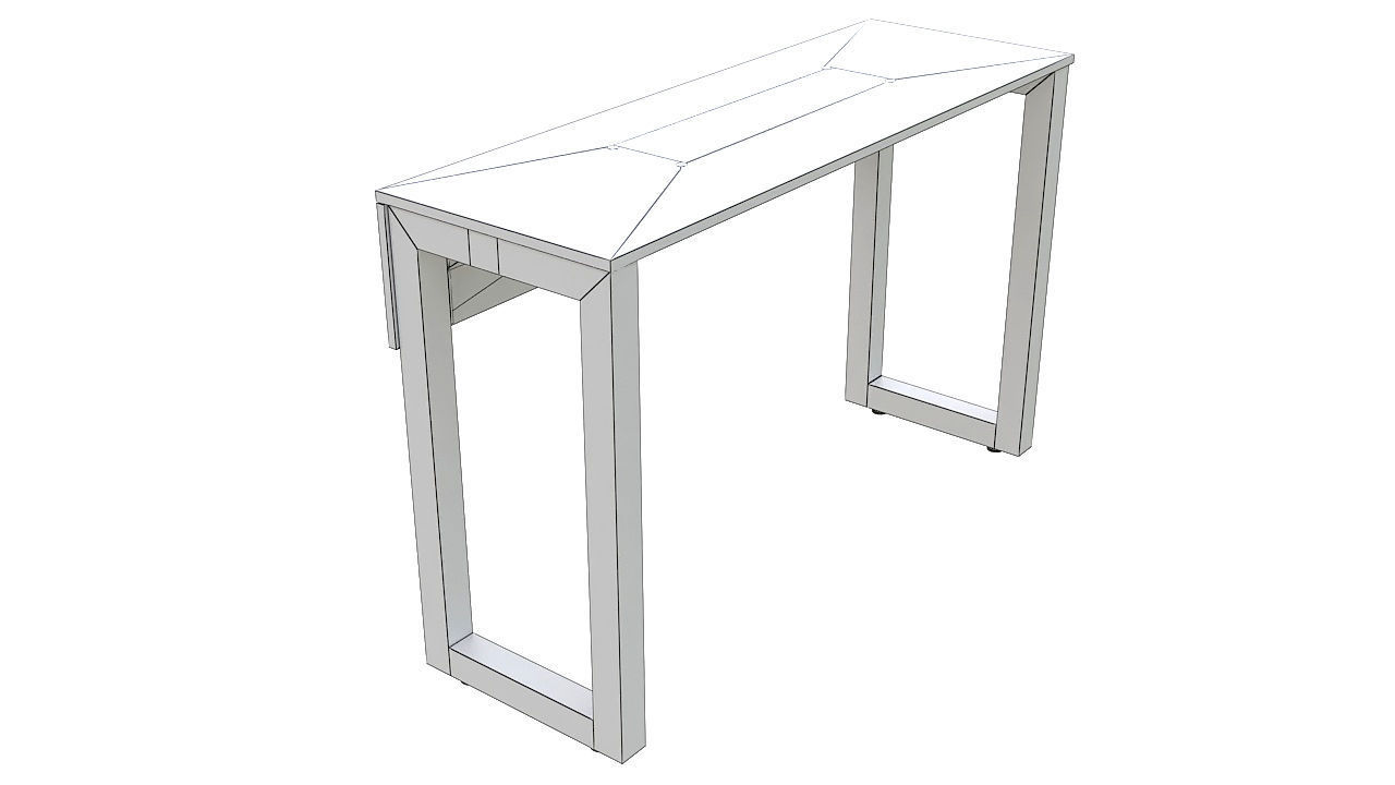 Wooden desk metal legs 3D model_8